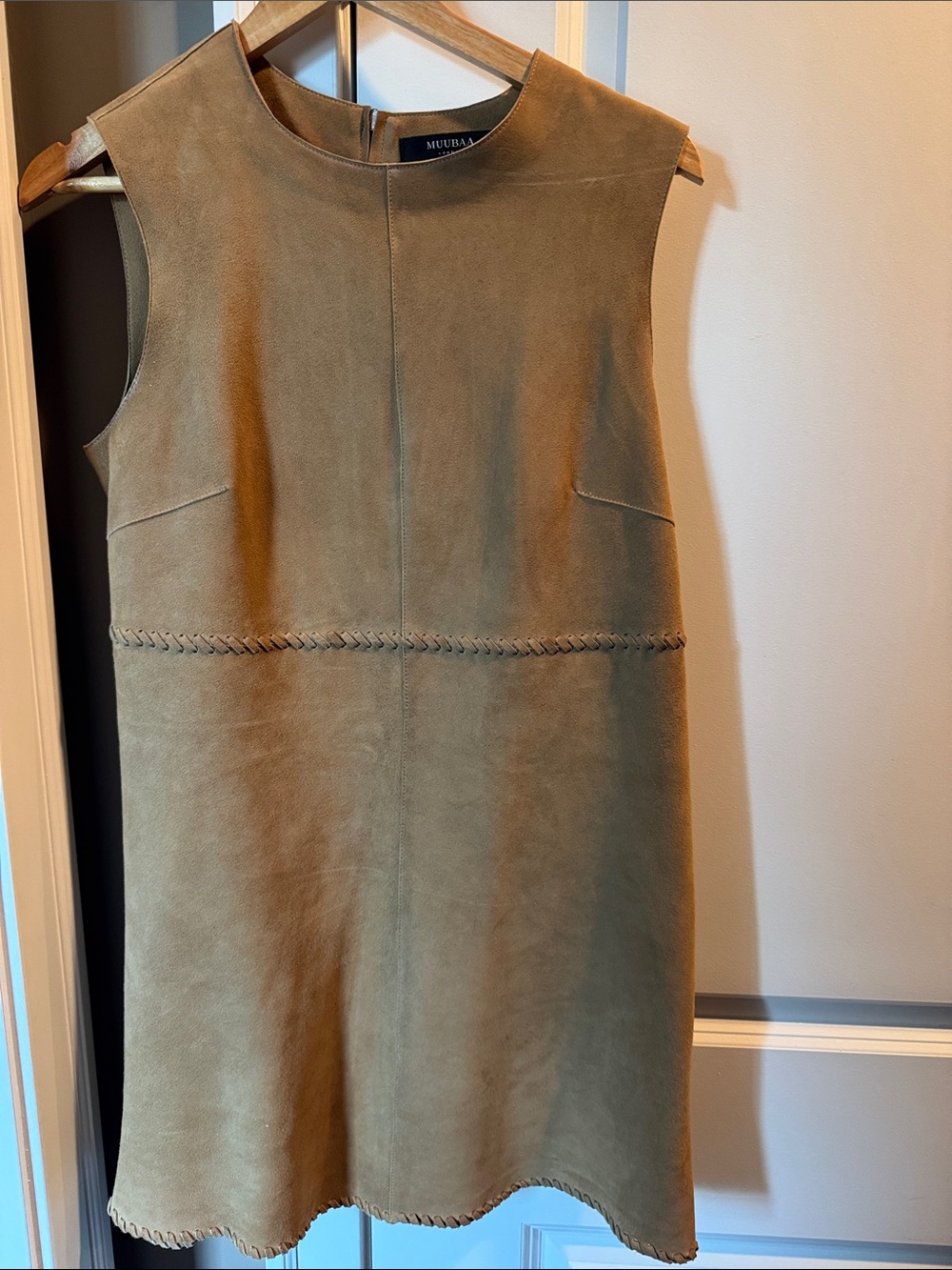 Muubaa Camel Suede Sleeveless Mini Dress